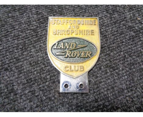 A vintage motor car badge - Staffordshire and Shropshire Landrover club 