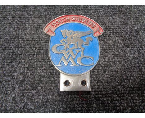 A vintage motor car badge - South Shields GWMC 