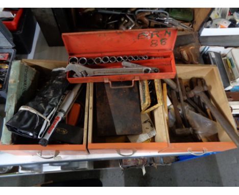 Three drawers of antique and later tools
