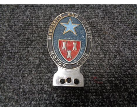 A vintage motor car badge - Newcastle and District motor club 