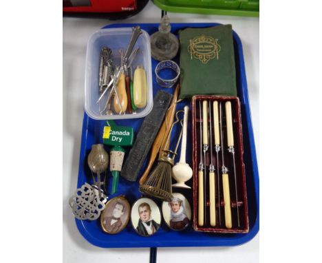 One Volume  - Enoch Arden Tennyson, together with collectables including portrait miniature, glove stretcher, silver handled 