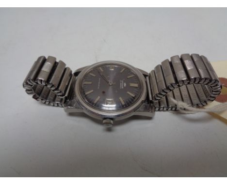 A vintage Audax automatic 21-jewel gent's stainless steel wristwatch, on expanding bracelet strap. 
