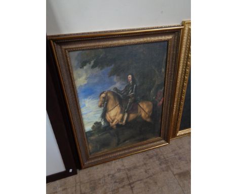 An antique style portrait of a soldier on horse back CONDITION REPORT: This is a print 