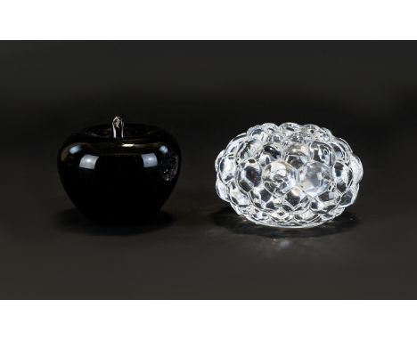 Orrefors Swedish Bubble Glass Candlestick Squat candle holder of circular form the whole, in organic bubble design, etched 'O