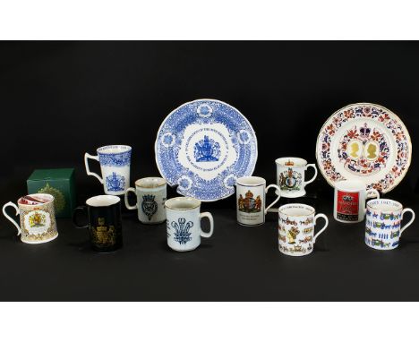 A Mixed Collection Of Royal Commemorative Mugs And Ceramics Approximately 50 Items In Total, To Include Spode, Dunoom, Royal 