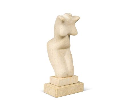 § John Richard Parsons (1941-), a limestone carving of a nude female torso, raised on a stepped plinth base, carved initials 