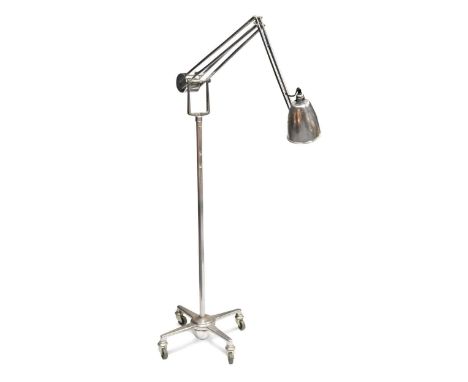 A counterpoise model single weight trolley lamp by Hadrill and Horstmann,  the adjustable chromed lamp stamped with maker's m