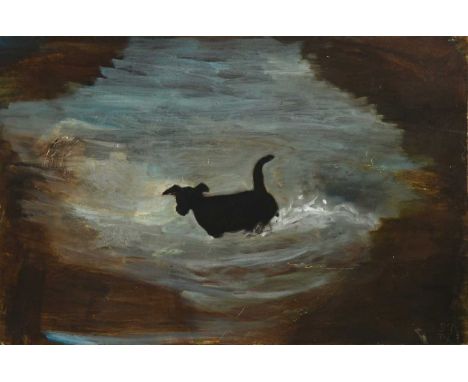 § Tessa Newcomb (1955-) Dog in the watersigned with initials and dated 89 (lower right)oil on board, unframed20 x 30cmOil on 