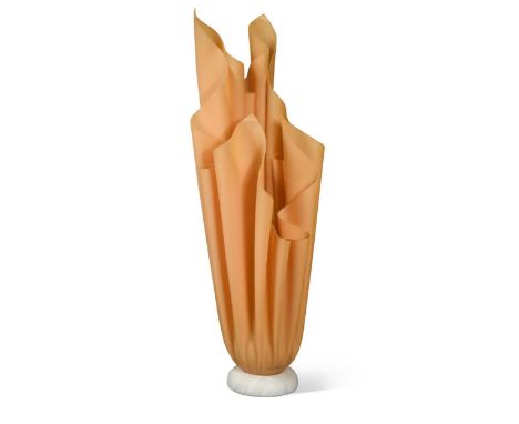 A Georgia Jacobs 'Athena' handkerchief lamp, 1970s, the resin shade resembling a flaming torch and raised on a domed marble b