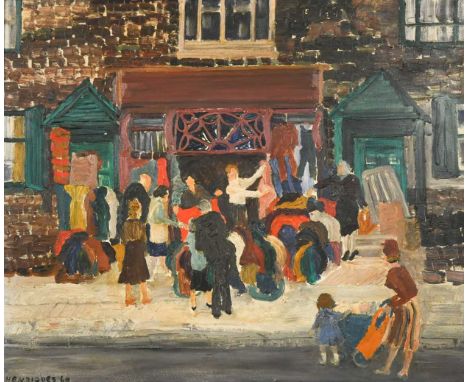 § Lady Rose Henriques (1889-1972)The Clothes Sale, East Londonsigned and dated 'HENRIQUES 60' (lower left)oil on board50 x 60