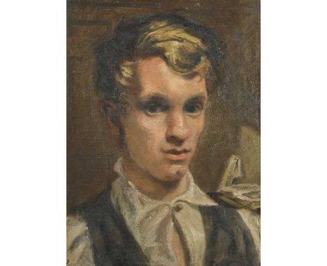 British School, 20th century Portrait of a young man oil on canvas board 37.5 x 28cm