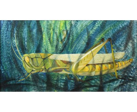 § Eric Woodward (20th century) Grasshopperssigned and dated 'EJ. WOODWARD 55' (lower right)wax tempera on board39 x 75cmOvera