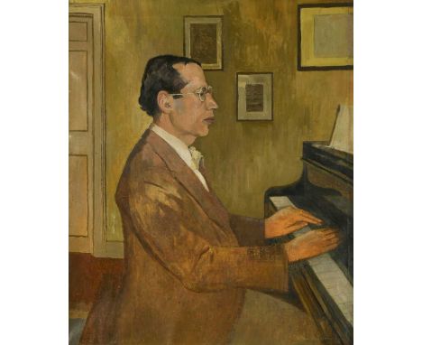 § Daphne Charlton (1909-1991) Franz Osborn at the pianosigned 'Daphne Charlton' (lower right)oil on canvas75.5 x 63cmBorn Dap