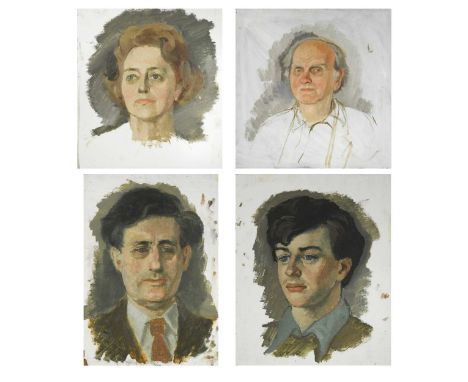 § Ursula McCannell ARCA, WICA (1923-2015) A group of four preparatory portrait studiesoil on board and canvas, unframed51 x 5