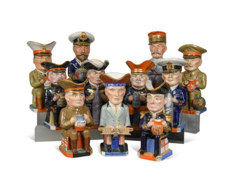 The full set of eleven Wilkinson character jugs, designed by Sir Francis Carruthers Gould, depicting the allied commanders of