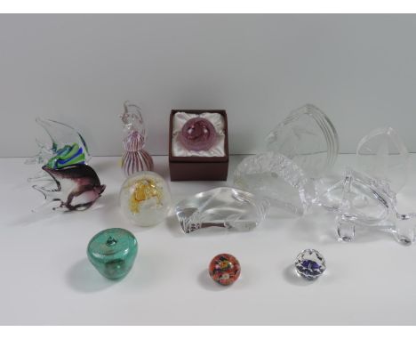 Quantity of Glass Ornaments to include Caithness Paperweight 