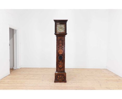 A William and Mary oyster-veneered olive wood, walnut and marquetry longcase clock,late 17th century and later, with inlaid f