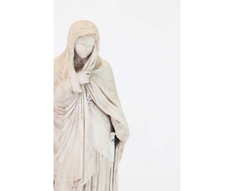 Benjamin Edward Spence (1822-1866),'The Highland Mary', a carved white marble figure, on an oval plinth,44cm wide31cm deep124