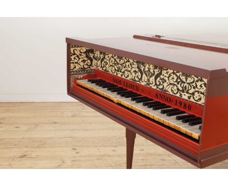 A Zuckermann Harpsichords kit-built harpsichord,late 20th century, Flemish, the red-painted body with Flemish-style 'grotesch