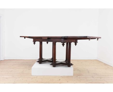 A Renaissance-style walnut extending table 'en Croix de Lorraine',incorporating a mixture of 16th and 19th century elements, 