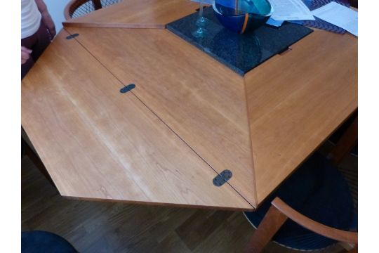 Cherry Wood Square Dining Table With Granite Center By Tranak 230 Auction Date