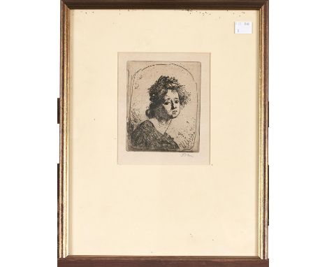 Augustus Edwin John OM, RA (1978-1961) - Untitled (head), etching with margins, signed by the artist in pencil, 15 x 12.8cm  