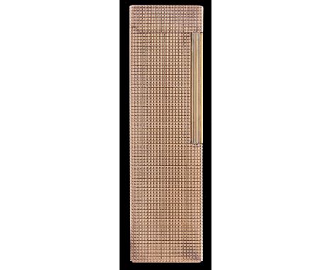 An S T Dupont gold plated tall cigarette lighter, ref 008568B  Apparently very good condition with light signs of use consist