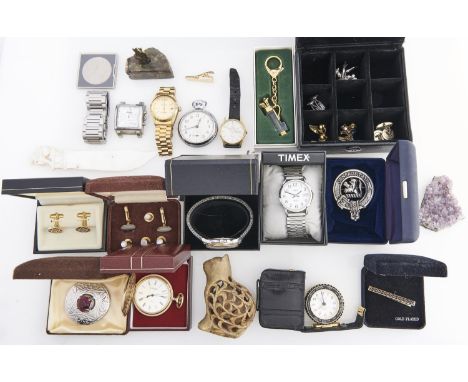 A quantity of Timex and other gentleman's wristwatches, costume jewellery, etc  