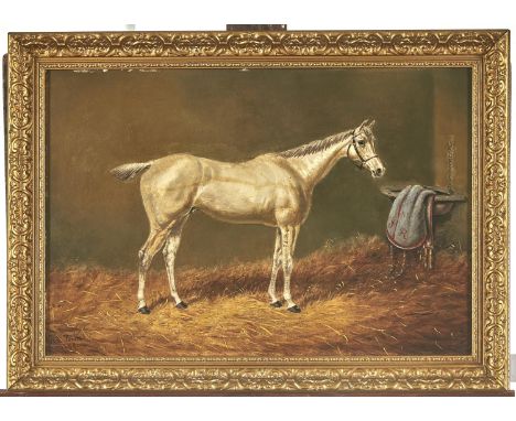William Eddowes Turner (1836-1904) - Portrait of the Stallion "Beverley" in a Loose Box, signed, dated 1889 and inscribed on 