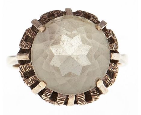 A citrine ring, in gold marked 9ct, 4.7g, size M  Wear consistent with age