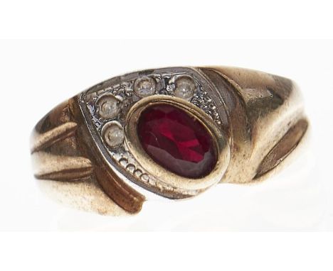 A gem set ring, in gold marked 14k, 2.7g, size L½  Light wear