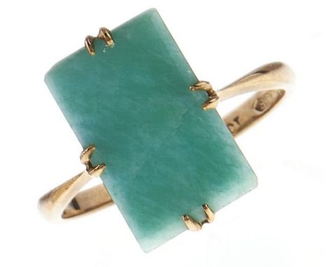 An amazonite ring, in gold marked 9ct, 2.3g, size M  Good condition