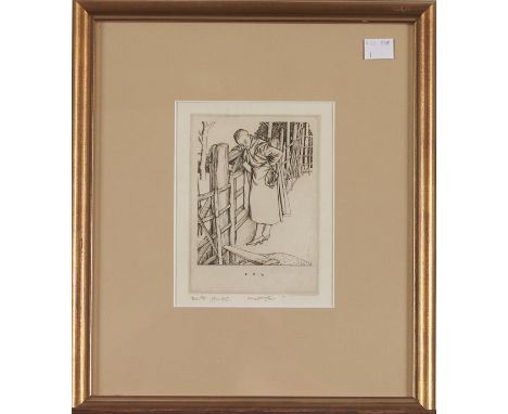 Robert Sargent Austin RA, PRE, PRWS (1895-1973) - At The Gate, etching with margins, signed by the artist in pencil, inscribe