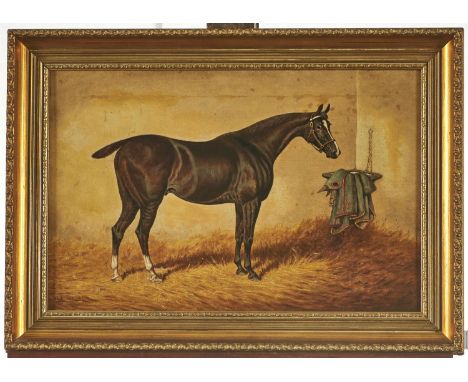 William Eddowes Turner (1836-1904) - Portrait of the Stallion "Monarch" in a Loose Box, signed and inscribed with the owner's