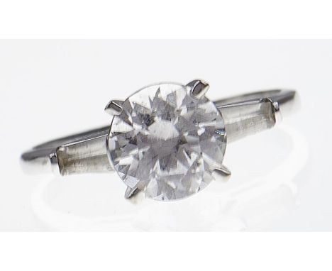 A synthetic spinel ring, in white gold marked 14k, 2.8g, size O  Light wear