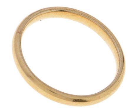 A 22ct gold wedding ring, 3.3g, size L  Slight wear consistent with age