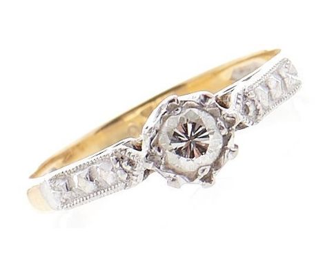 A diamond solitaire ring, in 18ct gold, 2.2g, size H  Good condition