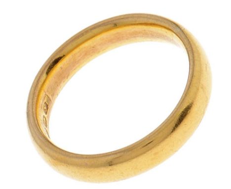 A 22ct gold wedding ring, 6.3g, size K½  Light scratches from wear consistent with age