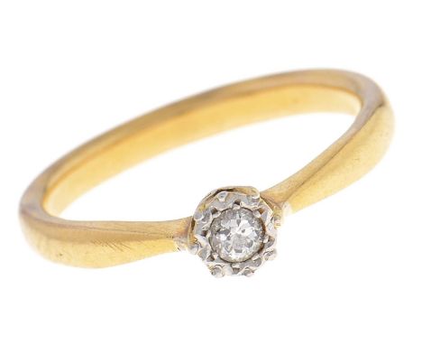 A diamond ring, illusion set, in gold, unmarked, 5.2g, size S  Light wear