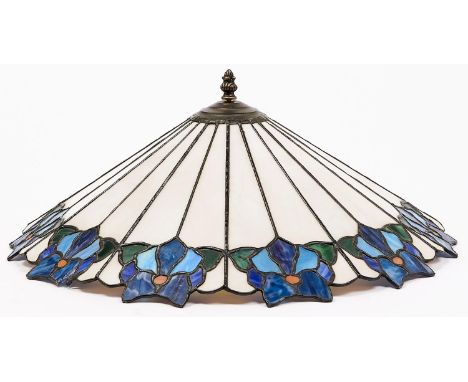 A Tiffany style glass light shade, 20th c, 49cm diam  Good condition