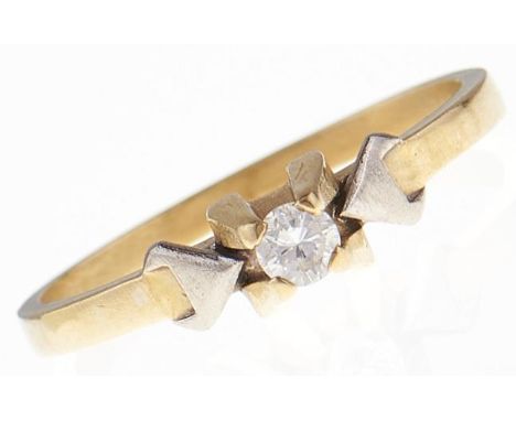 A diamond solitaire ring, in gold marked 18ct and 0.40, 3.2g, size Q  Inner face of hoop with file or wear scratches