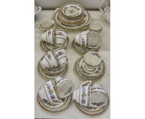 An E Brain &amp; Co bone china Ming Rose pattern tea service, printed mark  One cup cracked. Please note in this condition re