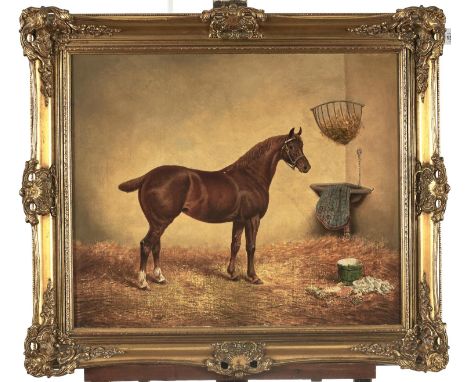William Eddowes Turner (1836-1904) - Portrait of a Chestnut Horse in a Loose Box, signed, inscribed with the owner's initials