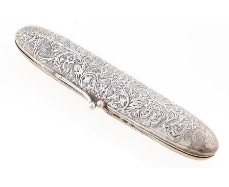 A Continental silver cigar case, early 20th c, 11.5cm l, marked 925, 1oz 2dwts  Slightly dented on one side