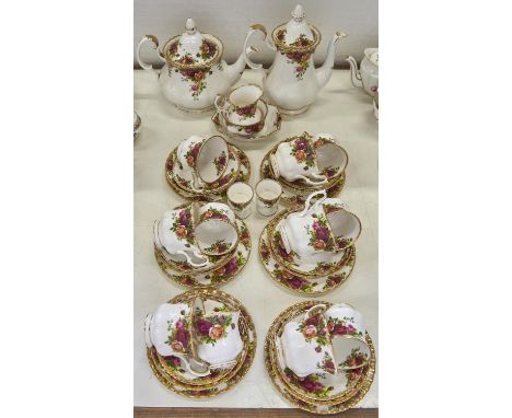 A Royal Albert Old Country Roses pattern tea and coffee service, printed mark  First quality and good condition. Please note 