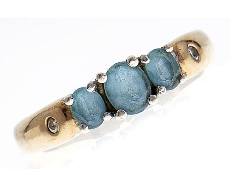 A topaz and diamond ring, in gold marked 375, 2.5g, size L  Good condition
