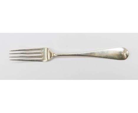 A George III silver table fork, the reverse engraved with a Royal crest, and initial 'EA' for Prince Ernest Augustus, makers 