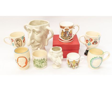 A Collection of commemorative cups, mugs, beakers, including Dalton Burslem, Queen Victoria Diamond Jubilee beaker; Burleigh 