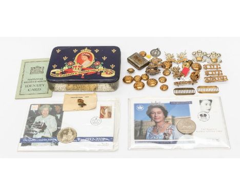 A collection of Royal Commemoratives, to include Queen Elizabeth II 1953 Coronation Cadbury Bournville chocolate tin, Golden 