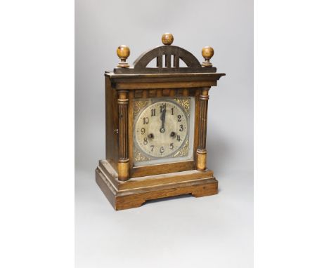 A German walnut mantel clock 37cm